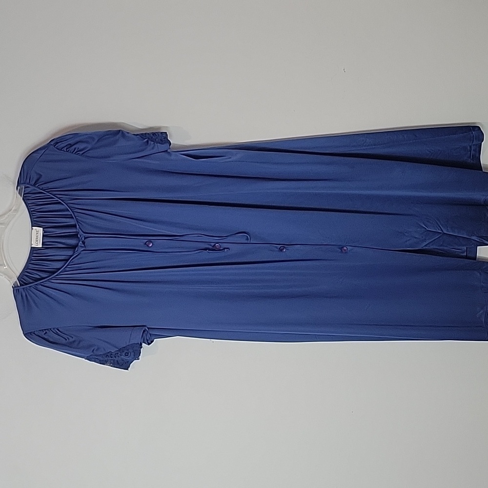 Vintage Lorraine gown button front silk royal blue 1X